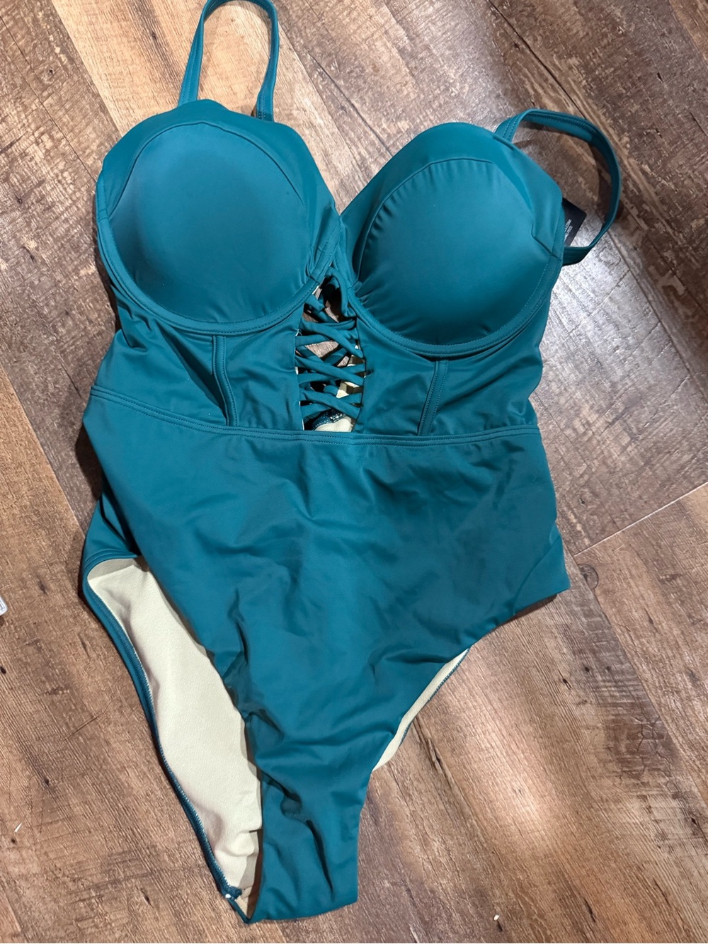 Swimsuits For All Teal One-Piece with Lace-Up Front